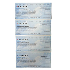 Lot of 4 United Airlines Discount Travel Cert. NO Value NOT Redeemable Unused